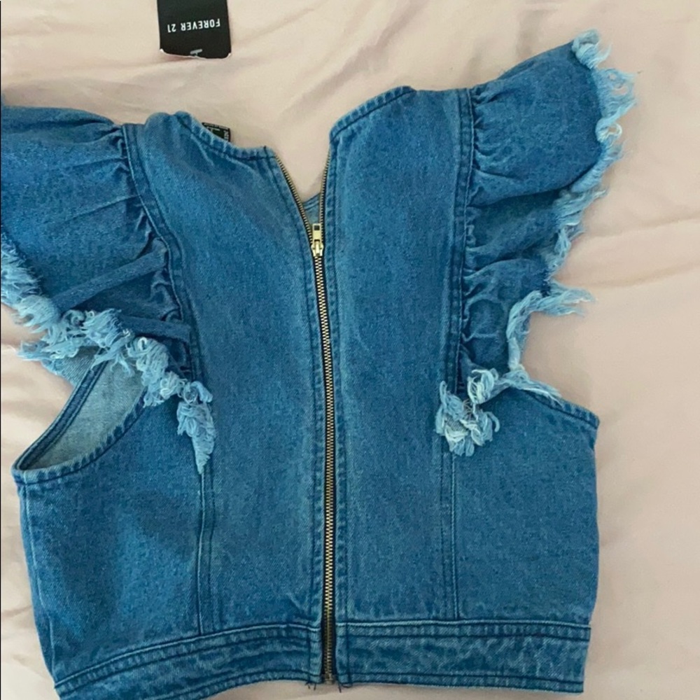 Blue jean halter vest shirt
